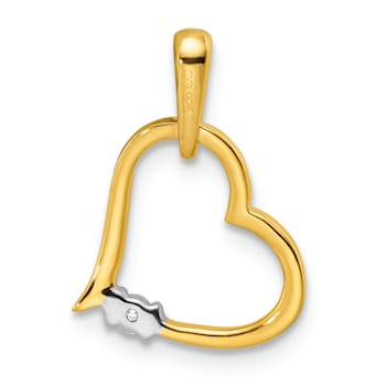 14k Yellow Gold and 14k White Gold Polished Heart Diamond Pendant