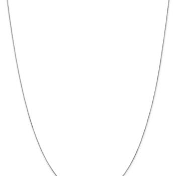 Rhodium Over 14k White Gold 0.5mm Solid Box 24 Inch Chain