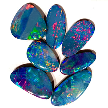 Opal on Ironstone Free-Form Doublet Set of 7 4.90ctw
