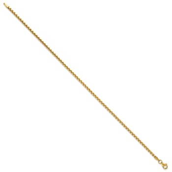 14K Yellow Gold Polished Rounded Box Chain 2.25mm Men's Bracelet