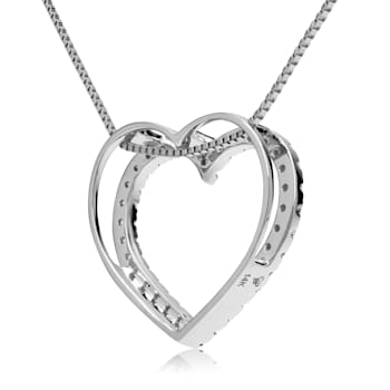 White Cubic Zirconia 14k Yellow Gold Heart Pendant With Chain 0.35ctw