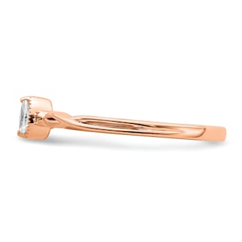 14K Rose Gold Petite Beaded Edge Marquise Diamond Ring 0.09ctw