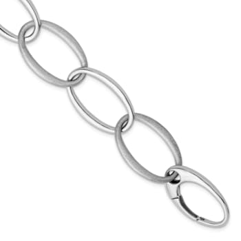 Rhodium Over Sterling Silver 18mm Oval Link 8 inch Bracelet