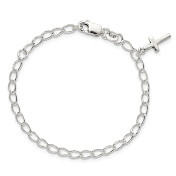 Sterling Silver Polished Latin Cross Charm with 1-inch Extensions
Children's Bracelet