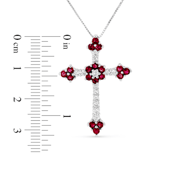 1.10ctw Ruby and Diamond Cross Pendant in 14k White Gold