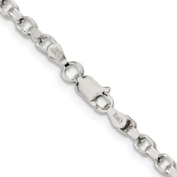 Sterling Silver 3.5mm Diamond-cut Rolo Chain Necklace