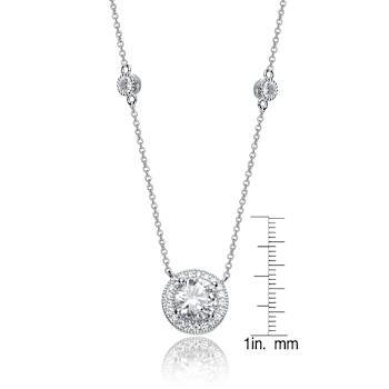 CZ Solitaire Pendant In Sterling Silver