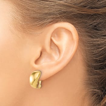 14k Yellow Gold Polished Omega Clip Non-pierced Button Earrings