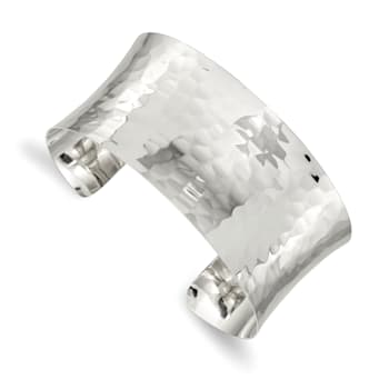 Sterling Silver 30mm Hammered Cuff Bracelet