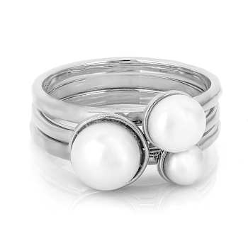 Cultured Freshwater Pearl Ring Set in Rhodium Over Sterling Silver