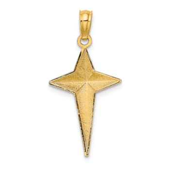 14k Yellow Gold Polished 2D Triangle Tipped Cross Charm