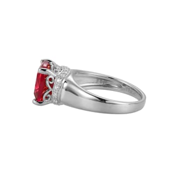 Lab Created Ruby And White Cubic Zirconia Platinum Over Silver July
Birthstone Ring 4.42ctw