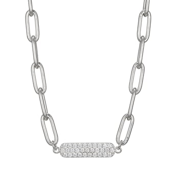 White Cubic Zirconia Platineve® Paperclip Necklace 1.24ctw