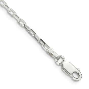 Sterling Silver 2.2mm Diamond-cut Long Link Cable Chain Bracelet