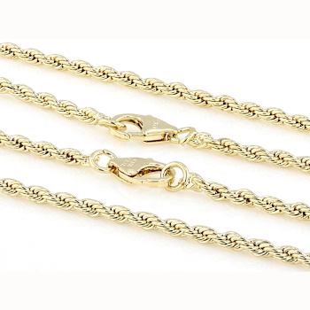 Rope Chain Necklace Set Of 2 In 18K Gold Over Bronze