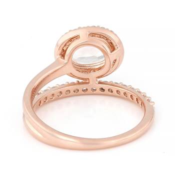 Morganite Oval And White Zircon Ring In 18K Rose Gold Over Sterling
Silver 1.62ctw