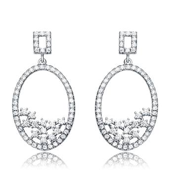Sculptural CZ Globe Drop Earrings In Sterling Silver