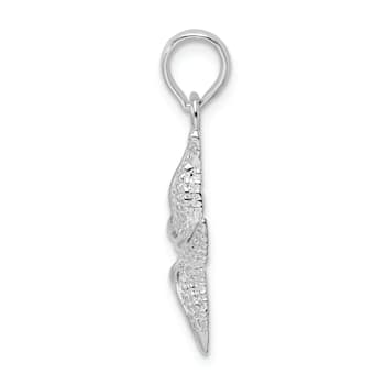 Rhodium Over Sterling Silver Polished and Textured Starfish Pendant
