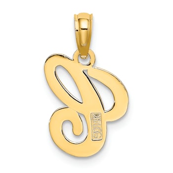 14k Yellow Gold Script Letter C Initial Pendant