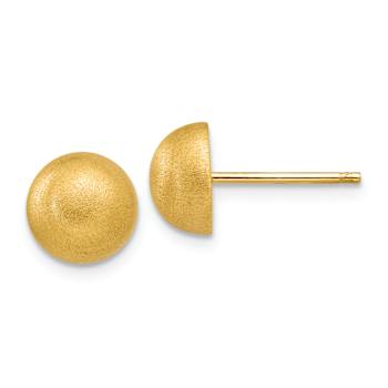 14k Yellow Gold Satin 8mm Half Ball Stud Earrings