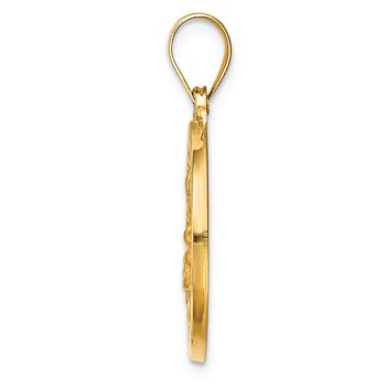 14k Yellow Gold Polished and Satin Round Saint Magdalena Medal Pendant