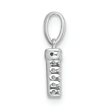 14K White Gold Diamond Letter T Initial with Bail Pendant