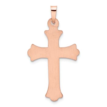 14k Two-tone Gold Textured Diamond Cross Pendant