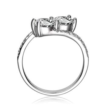 Two-Stone CZ Bypass Ring In Sterling Silver