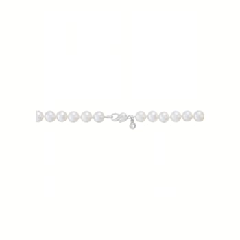 White Freshwater Pearl and White Sapphire Sterling Silver Lariat Necklace
