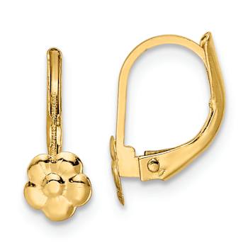 14k Yellow Gold Children's Polished Flower Dangle Earrings