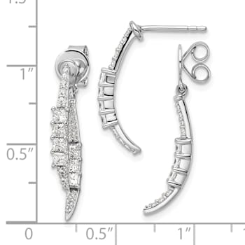 Rhodium Over 14K White Gold Lab Grown Diamond Front and Back Post Dangle Earrings