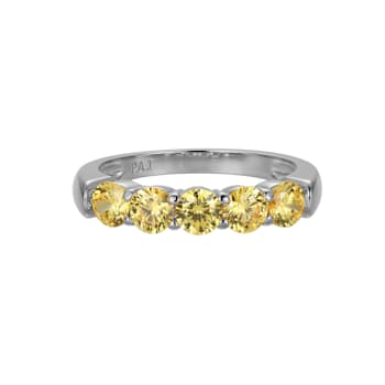 Yellow Cubic Zirconia Platinum Over Sterling Silver Ring 2.00ctw