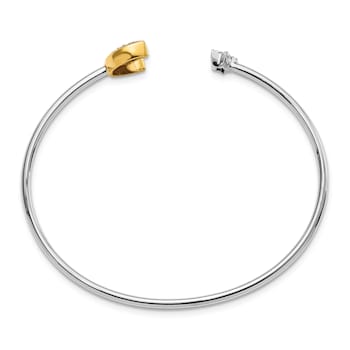 14k Two-tone Gold with Rhodium over 14k Yellow Gold Moon with Star
Diamond Cuff Bangle