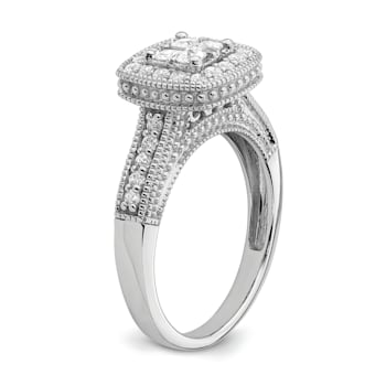 Rhodium Over 14K White Gold Diamond Cluster Engagement Ring 0.60ctw