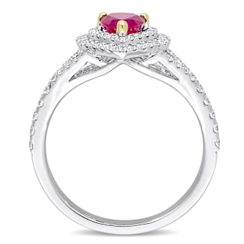 Ruby and Diamond 14K White and Yellow Gold Ring 1.01ctw