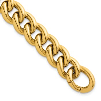 14K Yellow Gold 14.8mm Curb 8 Inch Bracelet