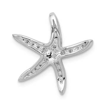 Rhodium Over 14k White Gold Diamond Starfish Chain Slide Pendant