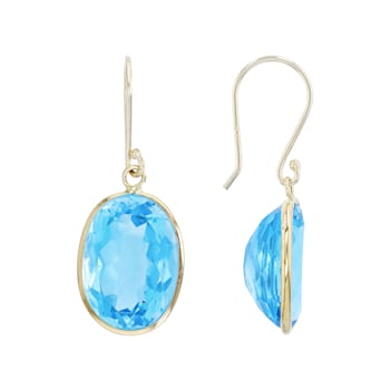 Swiss Blue Topaz 14K Yellow Gold Dangle Earring 14.00ctw
