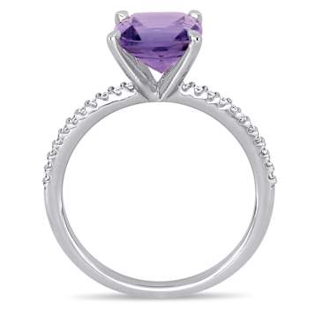 Amethyst and Diamond 14K White Gold Engagement Ring 1.86ctw