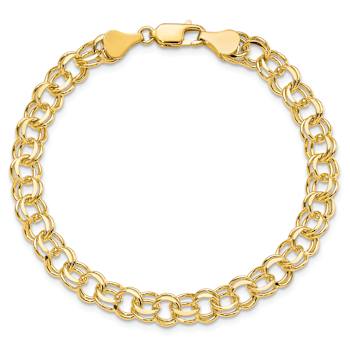 10k Yellow Gold 6mm Double Link Charm Bracelet