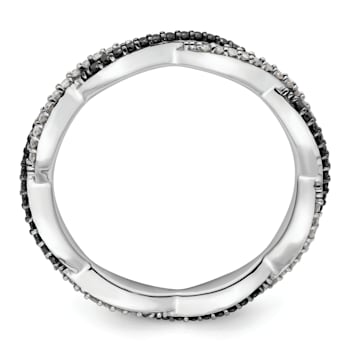 Sterling Silver Stackable Expressions Polished Black and White Diamond
Ring 0.264ctw