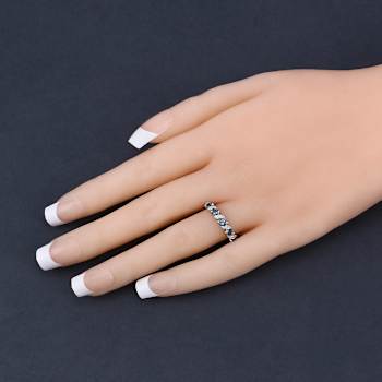 London Blue Topaz and White Topaz Sterling Silver 5 five Stone Band Ring