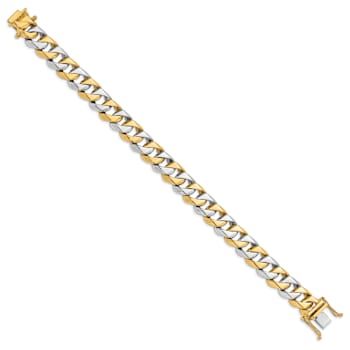 14k Yellow Gold and 14k White Gold 11.2mm Hand-polished Fancy Link Bracelet