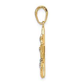 14K Two-tone Gold Diamond-Cut Stars Pendant