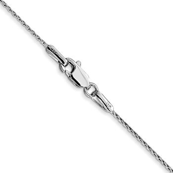 Rhodium Over 14k White Gold 0.7mm Solid Round Parisian Wheat 16 Inch Chain