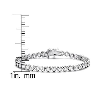 CZ Tennis Bracelet In White Rhodium Over Brass