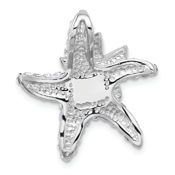 Rhodium Over Sterling Silver Polished Crystal Starfish Pendant Chain
Slide Pendant