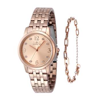Invicta Angel 32mm Rose Stainless Steel Quartz Watch and Bracelet Set