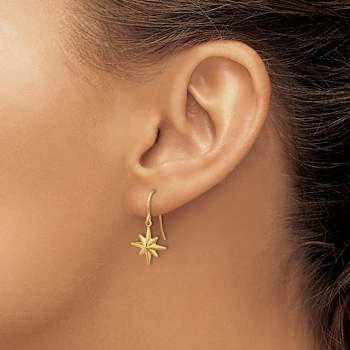 14k Yellow Gold Dangle Star Earrings