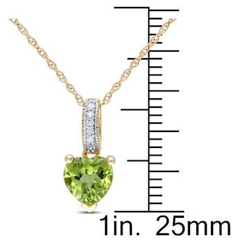 Peridot & Diamond 10K Yellow Gold Pendant With Chain 0.86ctw